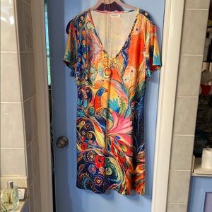 Vibrant Multicolor V-Neck Dress